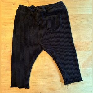Soft black ribbed baby pants